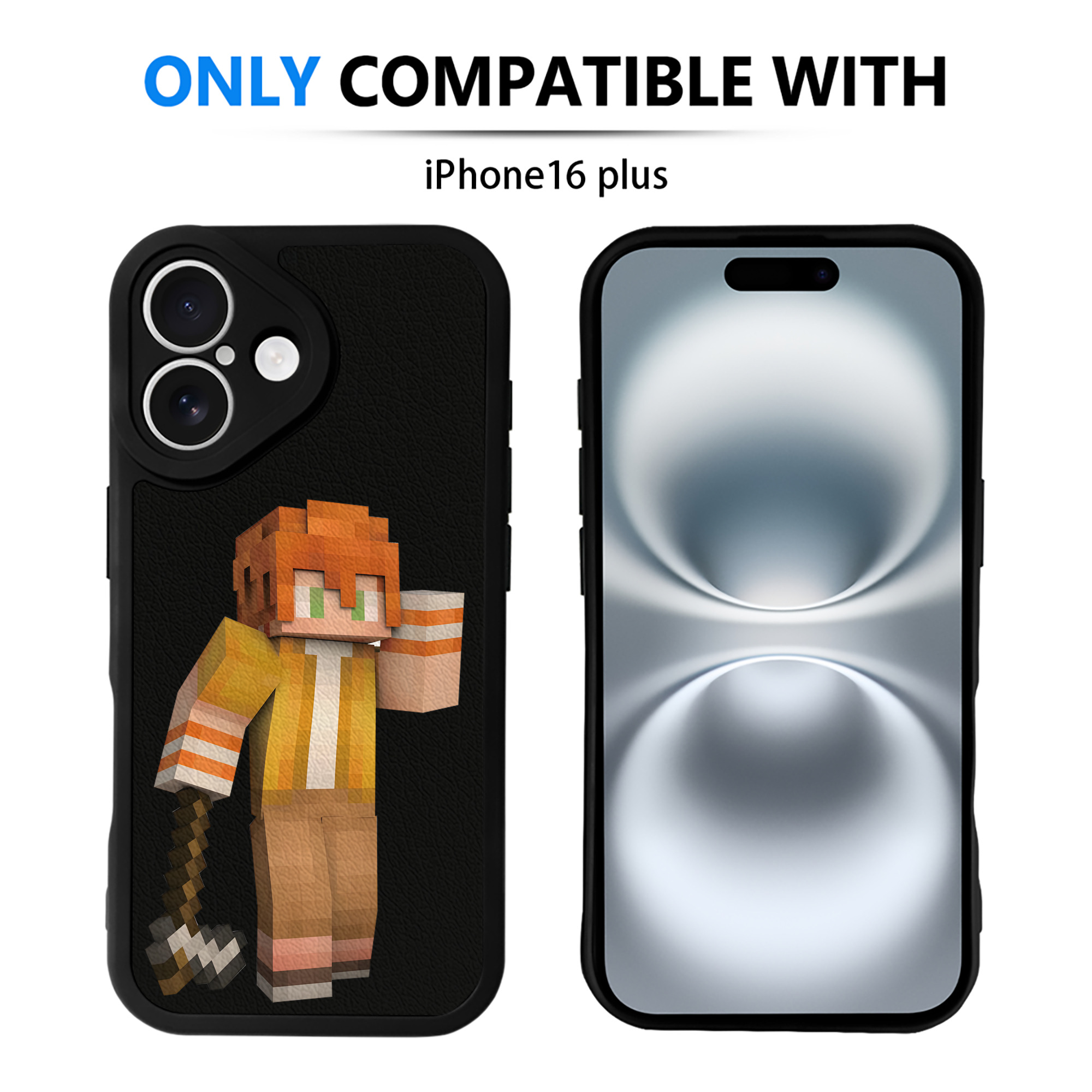 （画像用） マインクラフト ブロックの世界 Minecraft MC Block world 【iPhone 16シリーズ対応】シリコンスマホケース（レザー調） 材質：シリコン